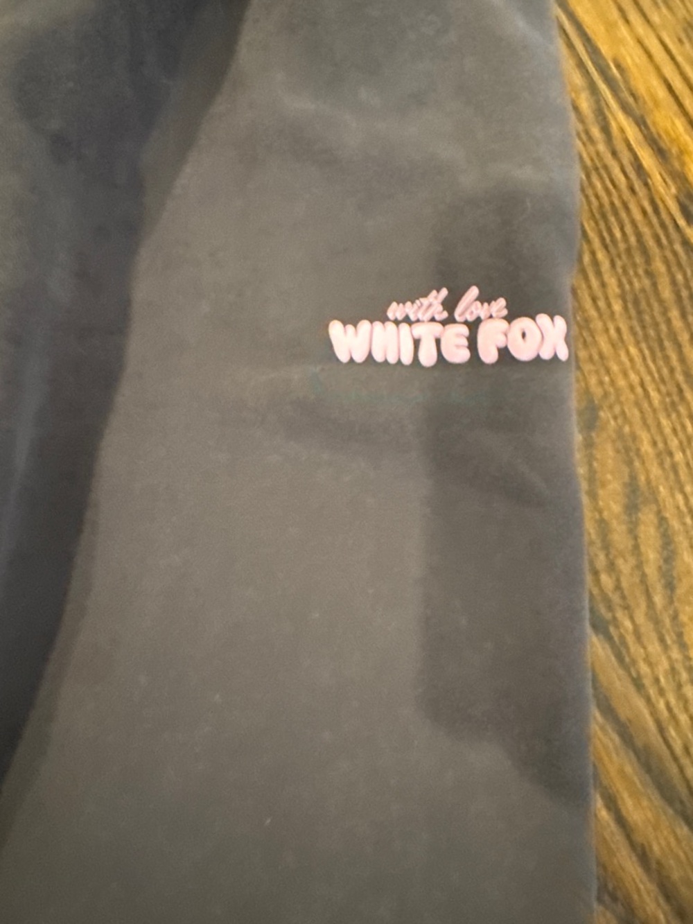 White Fox Boutique charcoal grey Jogger Pants with Pink Logo - Picture 7 of 9